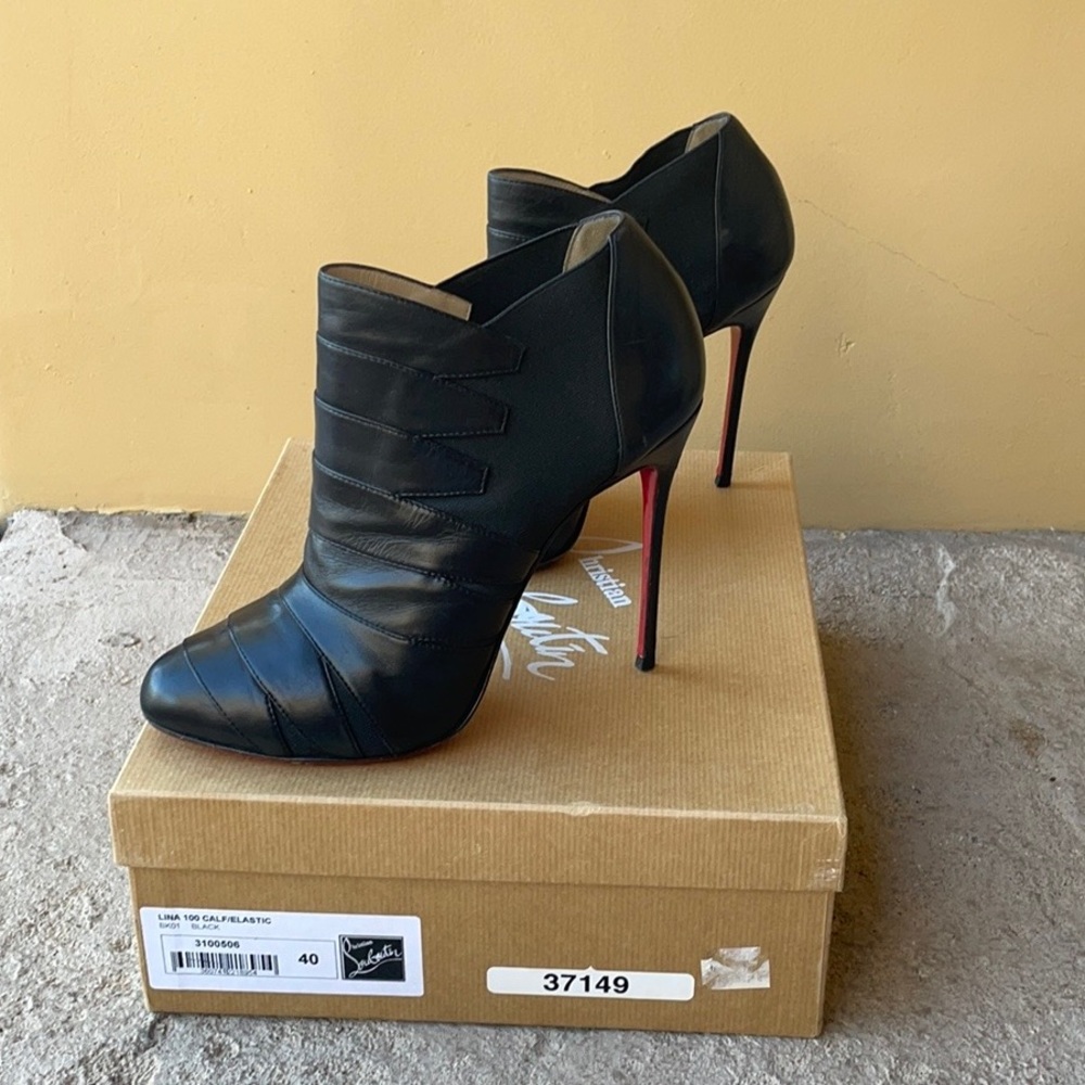 Christian Louboutin Black Lina 100 Calf/ Elastic